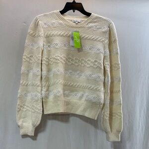 Sam Edelman Gardenia Jette cable lace cream and white pull on sweater